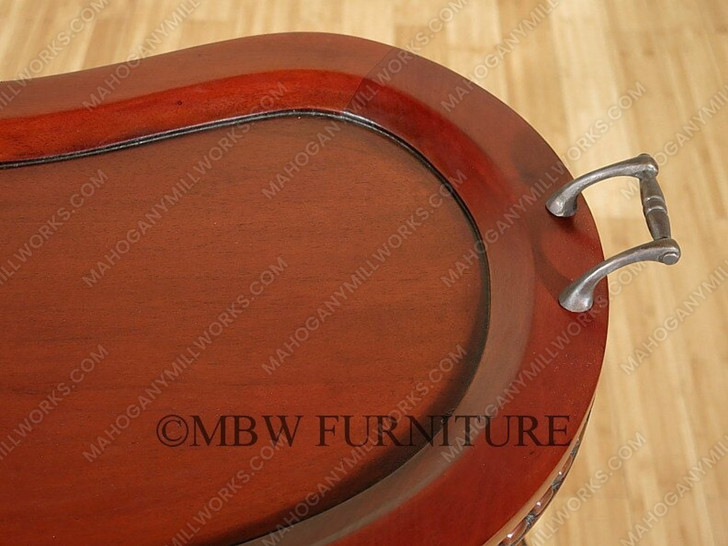 Solid Mahogany Cherry Victorian Kidney Dumbwaiter Table w /Tray