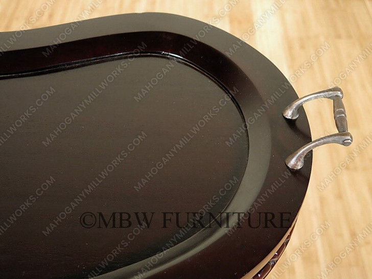Solid Mahogany Espresso Victorian Kidney Dumbwaiter Table w /Tray
