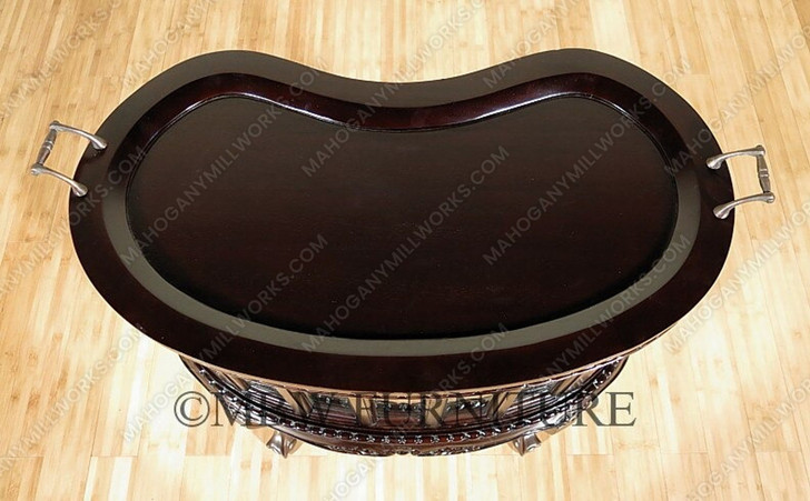 Solid Mahogany Espresso Victorian Kidney Dumbwaiter Table w /Tray