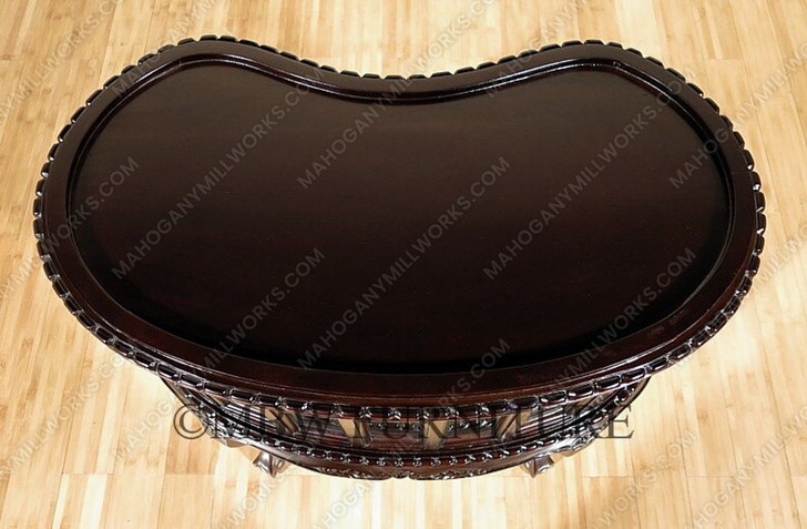 Solid Mahogany Espresso Victorian Kidney Dumbwaiter Table w /Tray