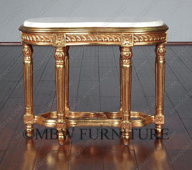 French Gold Leaf Occasional Table with Marble Top