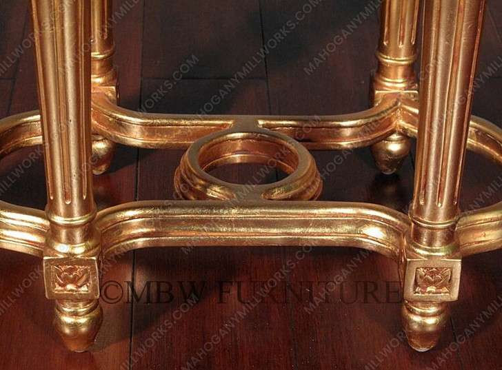 French Gold Leaf Occasional Table with Marble Top