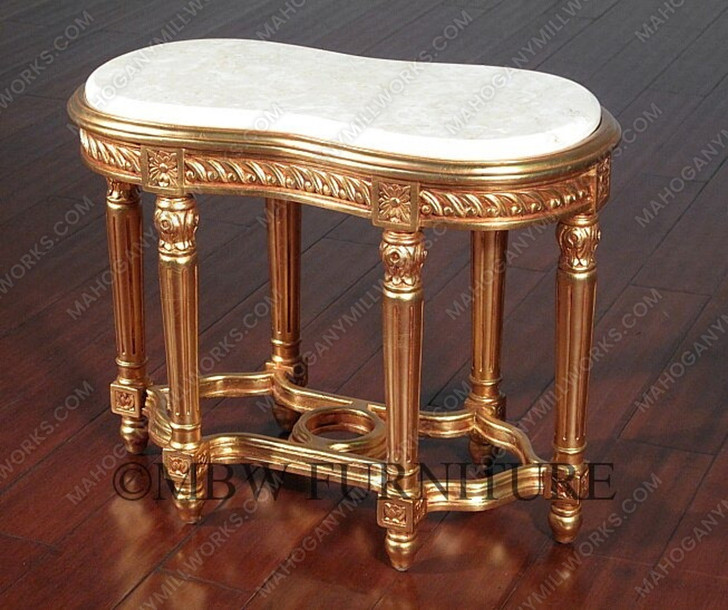 French Gold Leaf Occasional Table with Marble Top