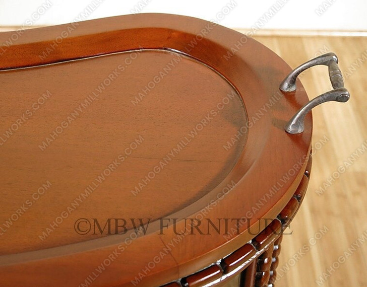 Solid Mahogany Victorian Kidney Dumbwaiter Table w /Tray