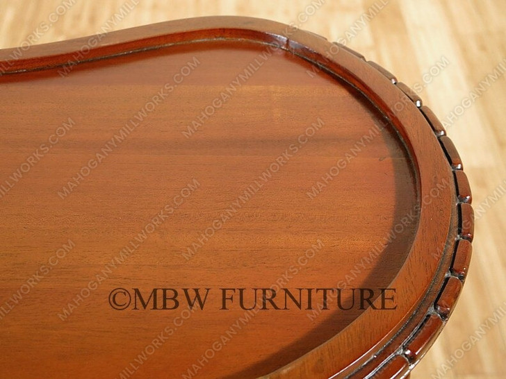 Solid Mahogany Victorian Kidney Dumbwaiter Table w /Tray