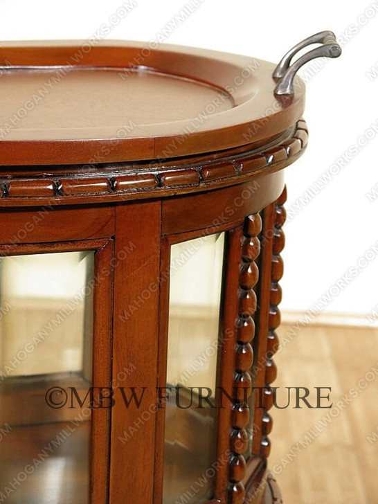 Solid Mahogany Victorian Kidney Dumbwaiter Table w /Tray