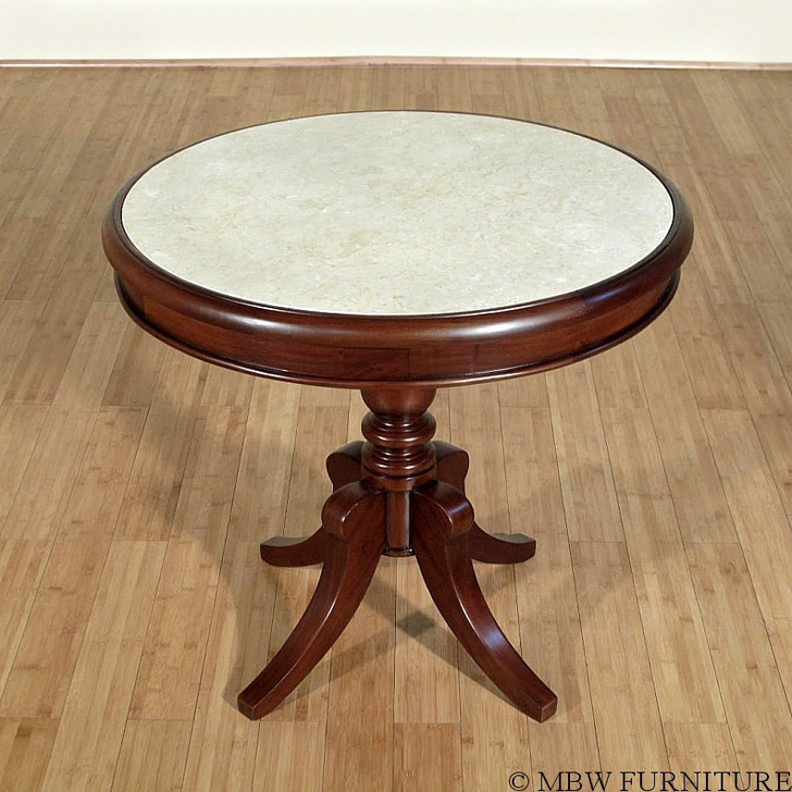 Solid Mahogany Marble Top Sheraton Side Table
