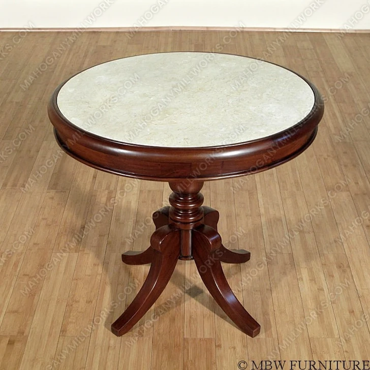 Solid Mahogany Marble Top Sheraton Side Table