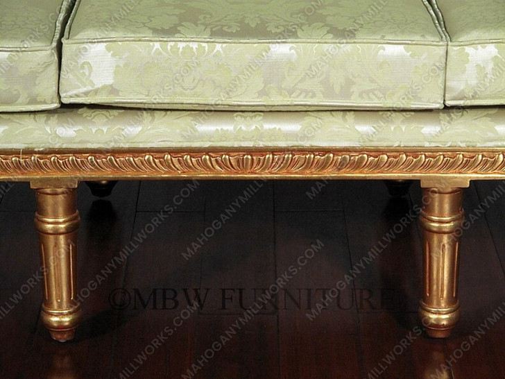 6ft Gold French 3-Seat Couch Sofa