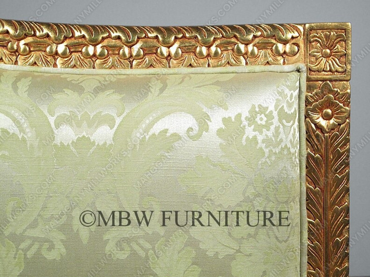 6ft Wide Solid Mahogany Gold French 3-Seat Couch Sofa