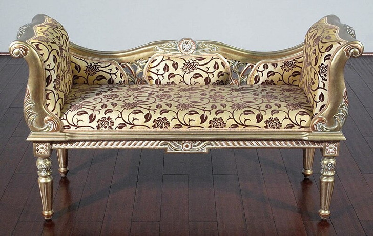 Antiqued Gold French Louis Loveseat Settee
