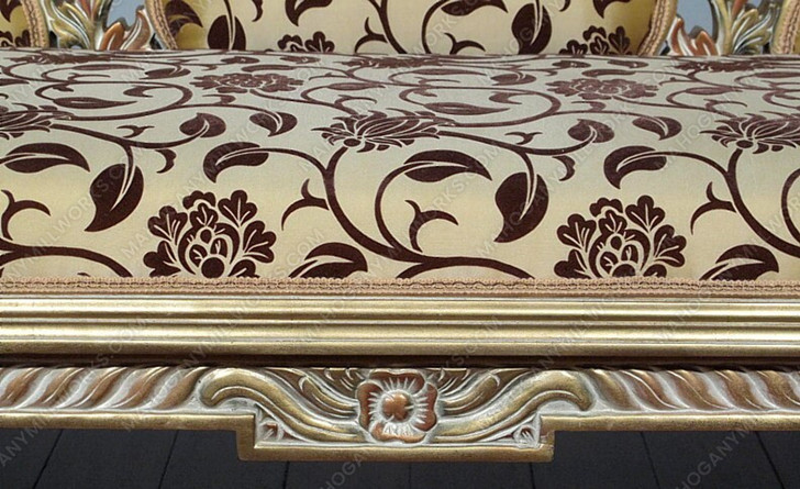Antiqued Gold French Louis Loveseat Settee