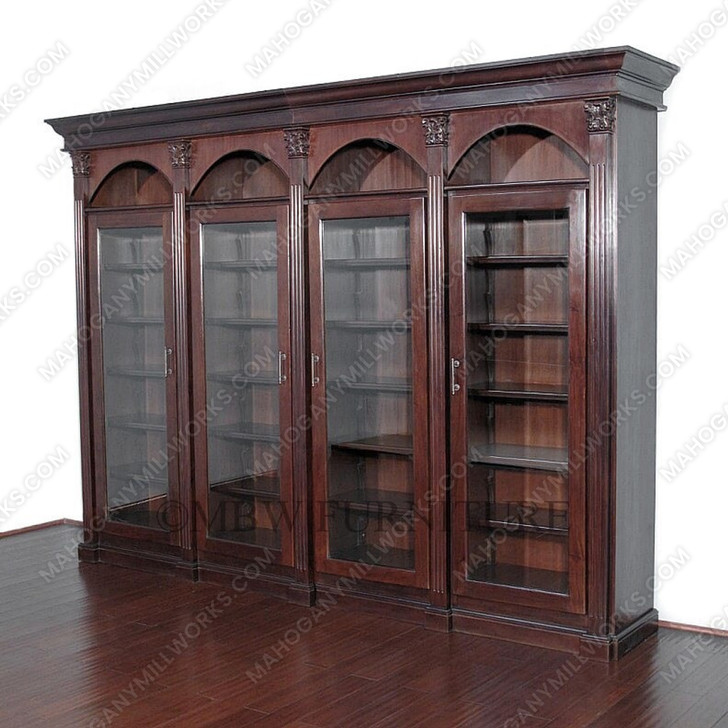 11ft Bespoke Mahogany Sectional Bookcase Cabinet