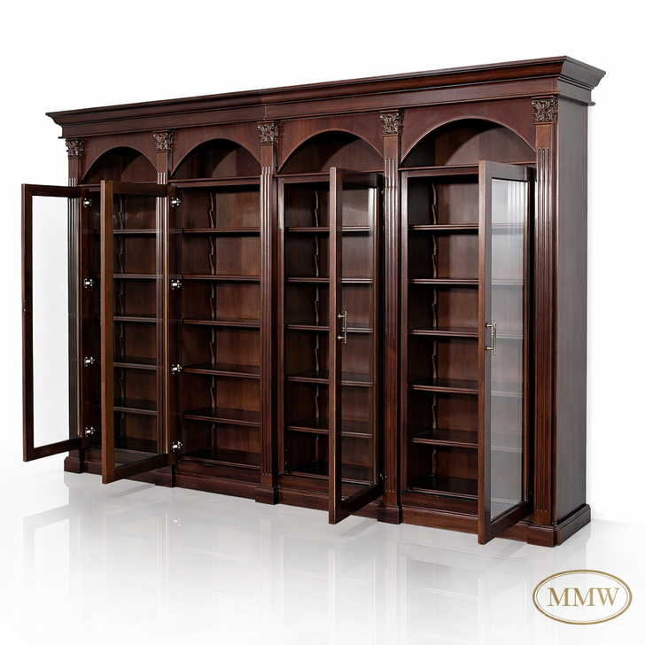 11ft Custom Mahogany Sectional Bookcase