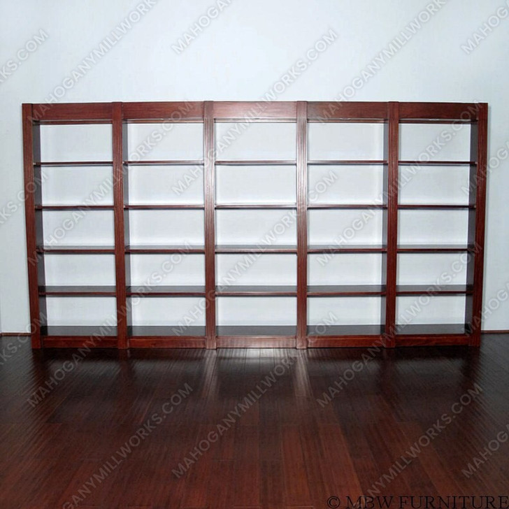 13.5 Ft Bespoke Cherry Open Wall Bookshelf Bookcase
