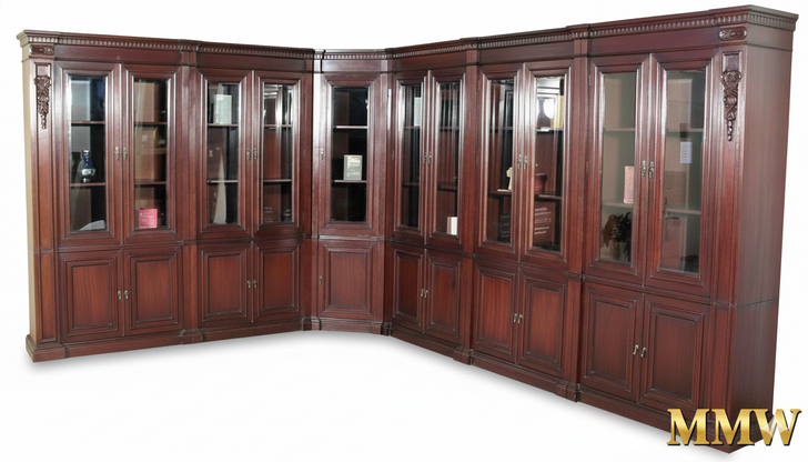 Large Mahogany Sectional Corner Bookcase