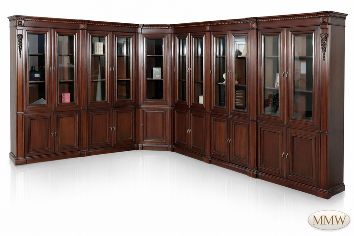 13ft Mahogany Sectional Corner Bookcase