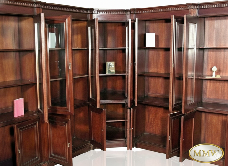 13ft Mahogany Sectional Corner Bookcase