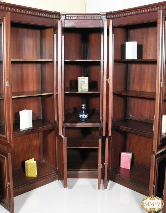 13ft Mahogany Sectional Corner Bookcase