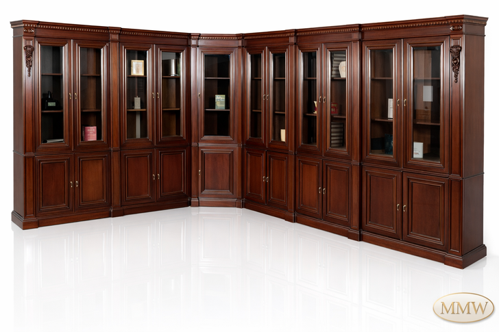 13ft Solid Mahogany Sectional Bookcase Unit