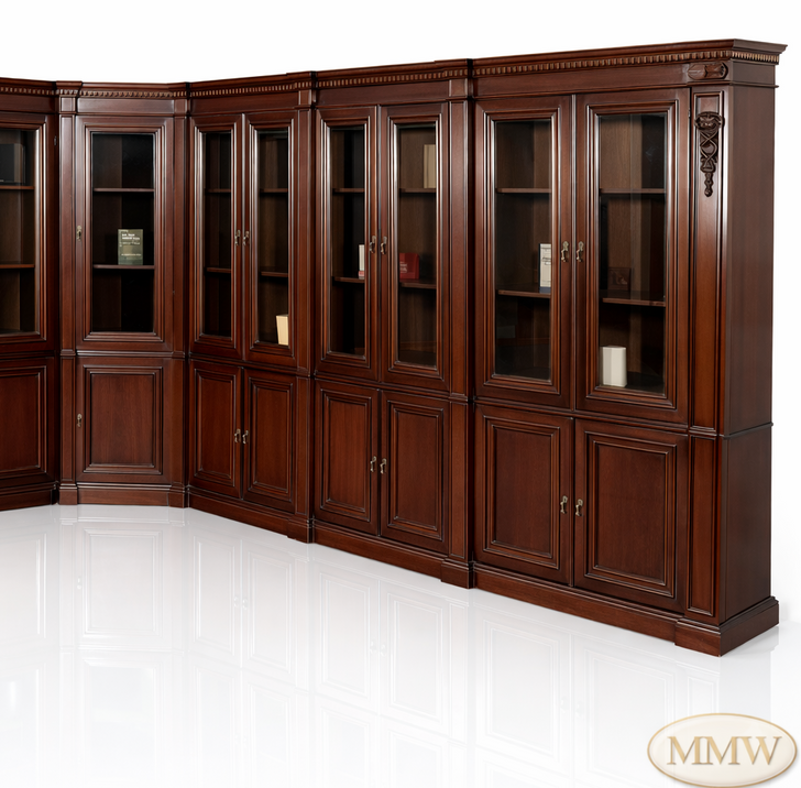 13ft Solid Mahogany Sectional Bookcase Unit