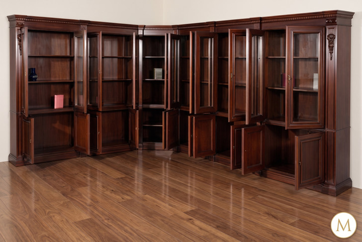 13ft Solid Mahogany Sectional Bookcase Unit