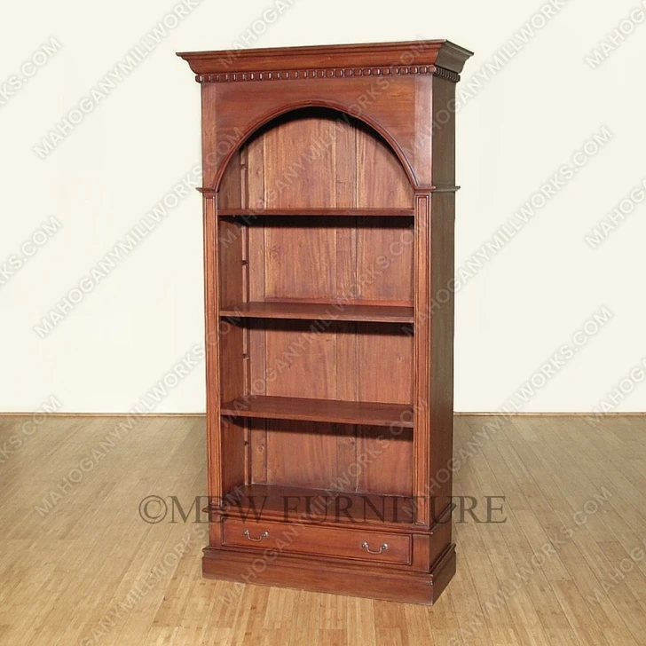 Tall Distressed Arched Open Bookcase