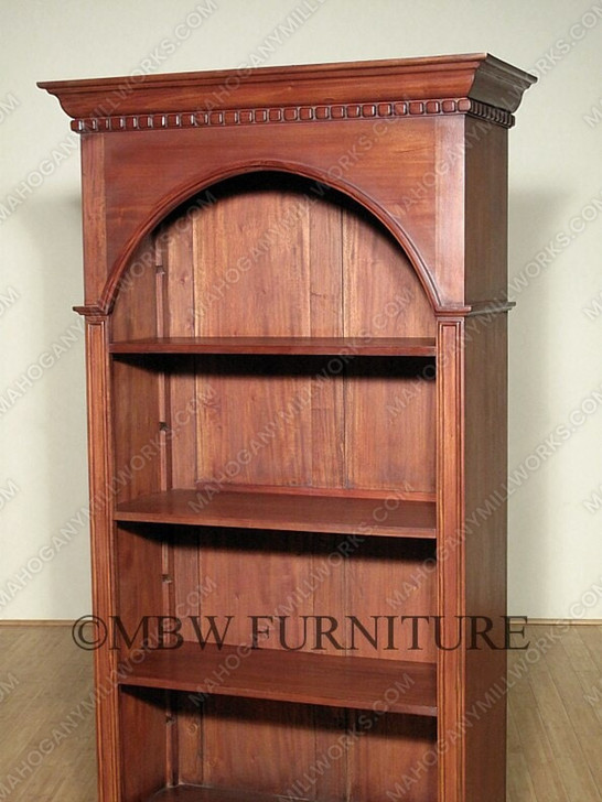 Tall Distressed Arched Open Bookcase