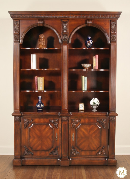 Tall Mahogany Double Open Bookcase