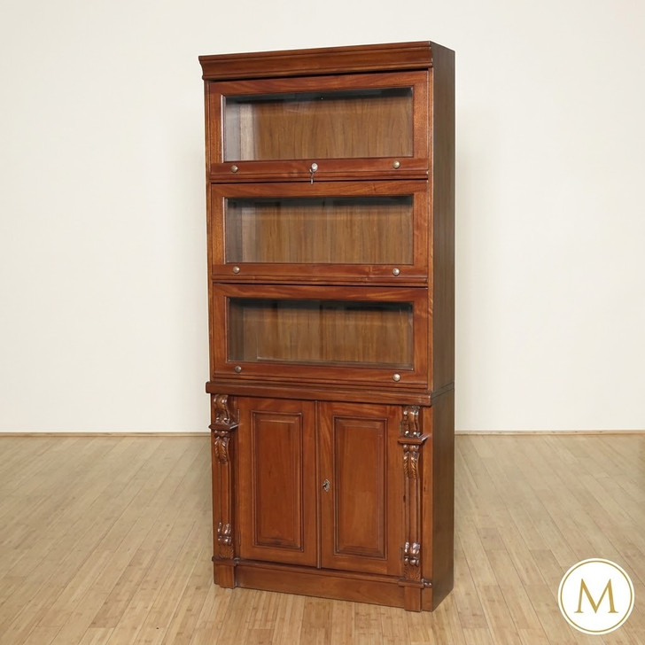 Mahogany Barrister Lawyer's Bookcase w/ Cabinet