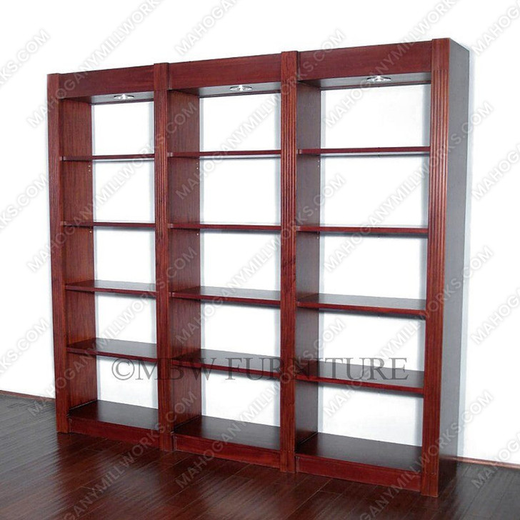 8 Ft Bespoke Cherry 15-Tier Open Wall Bookcase