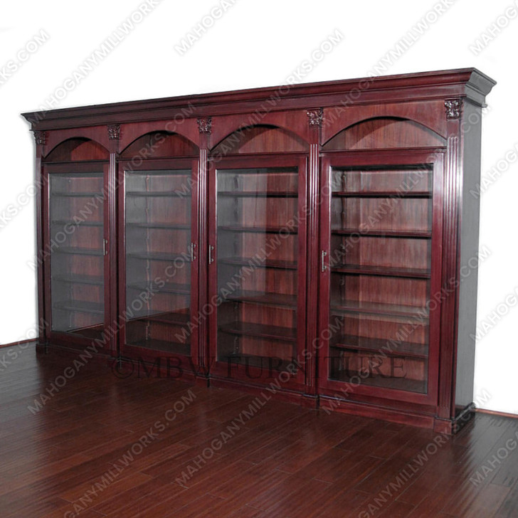 14ft Mahogany Four Door Sectional Bookcase