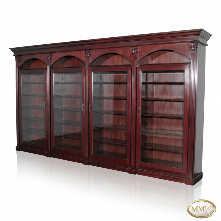 14ft Mahogany Four Door Sectional Bookcase