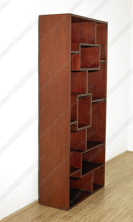 Cherry Art Deco Sectional Wall Open Bookcase