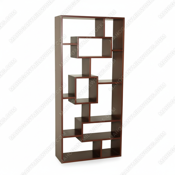 Cherry Art Deco Sectional Wall Open Bookcase