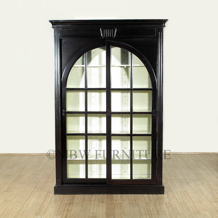Dark Brown Arch 7Ft Bookcase Display Cabinet