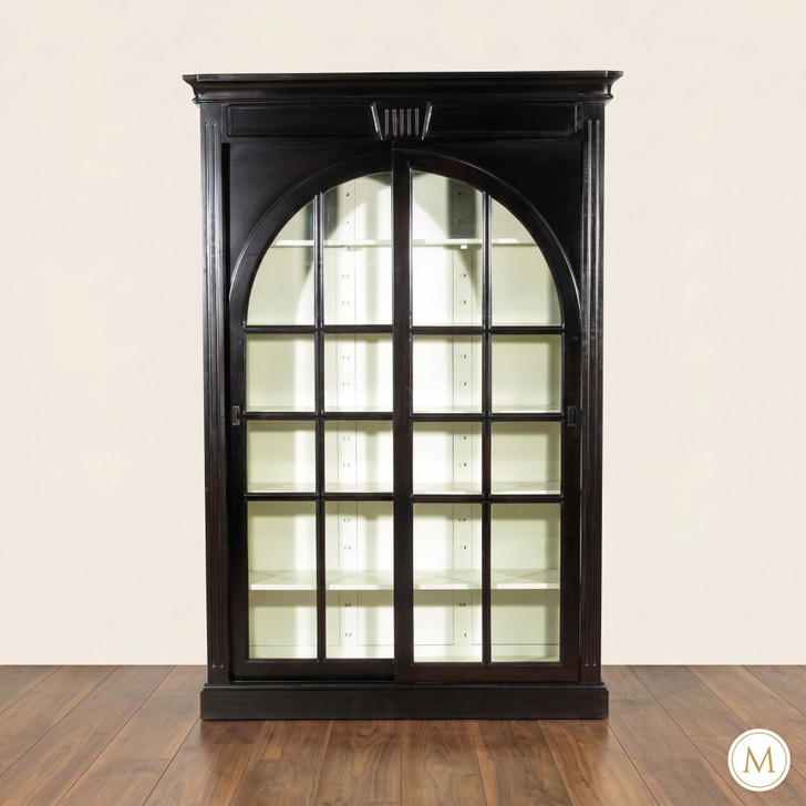 Dark Brown Arch 7Ft Bookcase Display Cabinet
