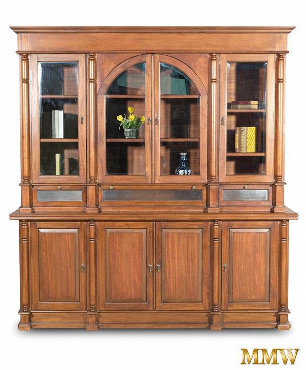 Distressed Traditional Mahogany Display Bookcase