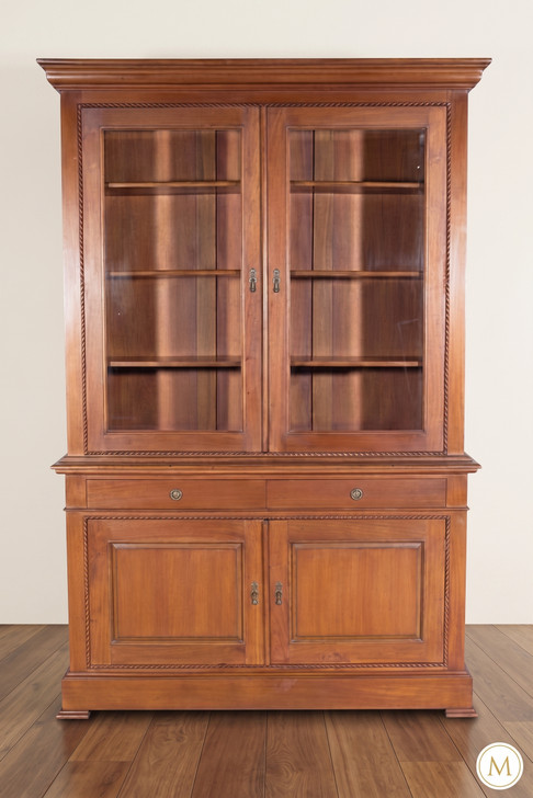 Antiqued/Distressed Light Mahogany 2-Door Bookcase