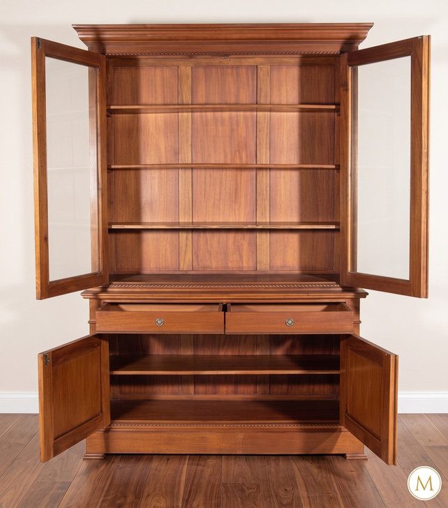 Antiqued/Distressed Light Mahogany 2-Door Bookcase