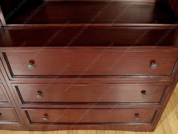 Large Solid Mahogany Open Bookcase Bookshelf w/ Drawers