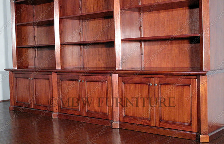 11ft Gothic Pecan Sectional Open Bookcase Cabinet