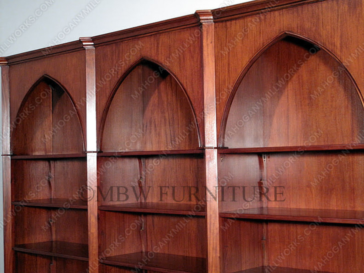 11ft Arched Mahogany Triple Dome Open Bookcase