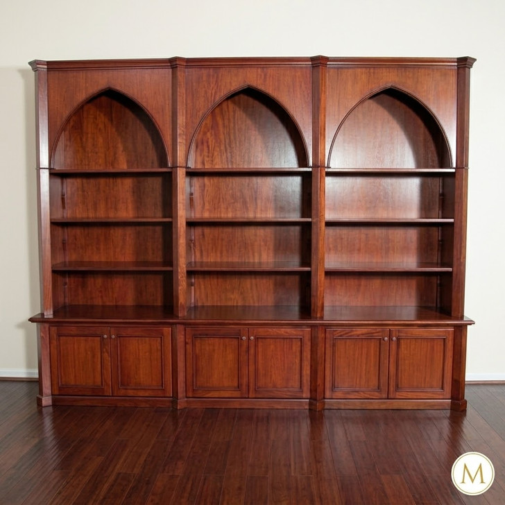 11ft Arched Mahogany Triple Dome Open Bookcase