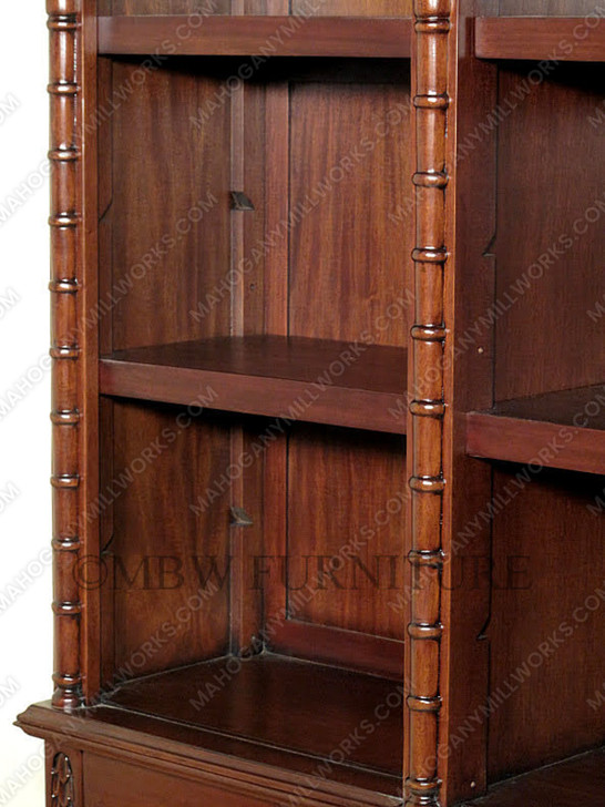 7.5ft Mahogany Open Bookcase w/ Cabinets