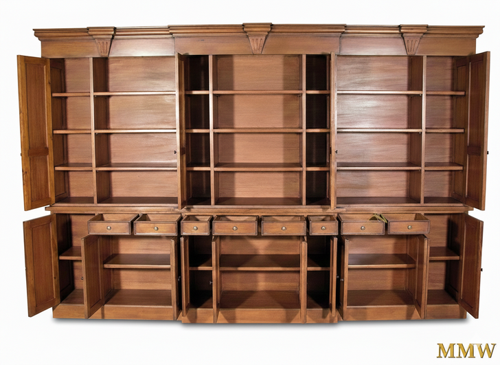 Large Solid Mahogany Sectional Bookcase Cabinet