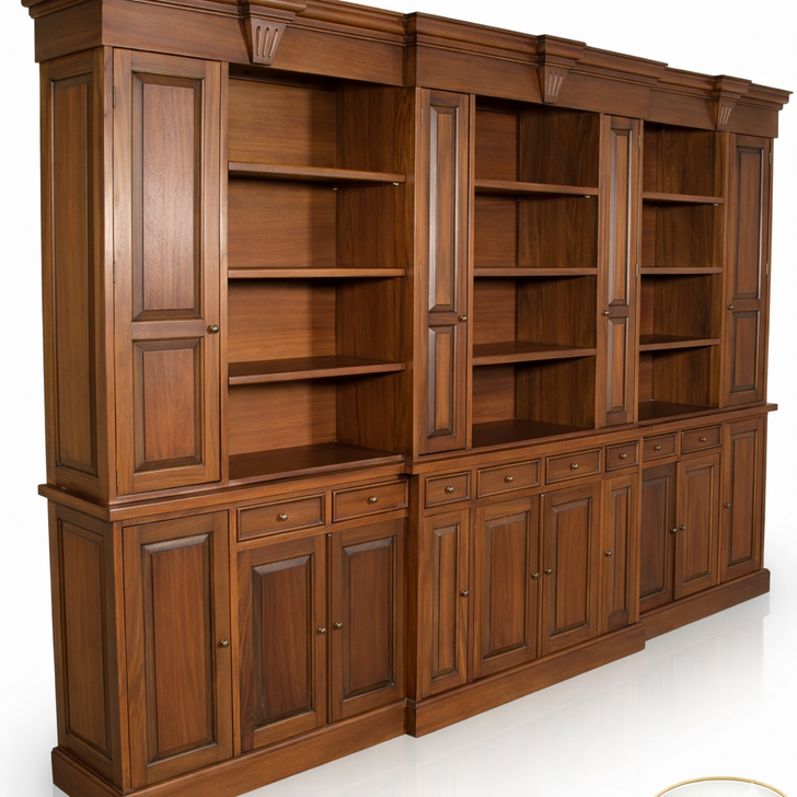 10.5ft Mahogany Open Sectional Bookcase