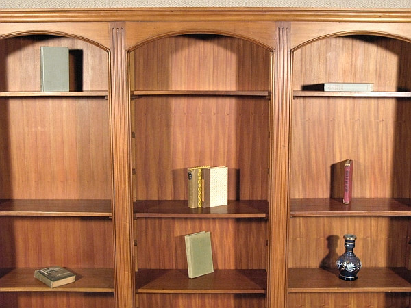 Mahogany Triple Arched Bookcase with Drawers