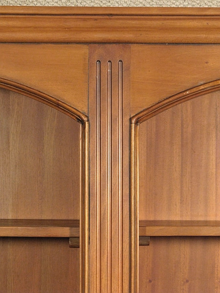 Mahogany Triple Arched Bookcase with Drawers