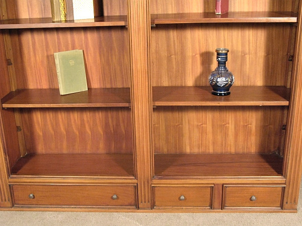Mahogany Triple Arched Bookcase with Drawers